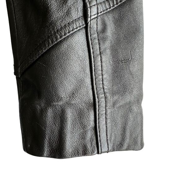 Wilsons Leather VTG Y2K Structured Quilted Lining Button Blazer‎ Black Jacket M - Picture 6 of 11